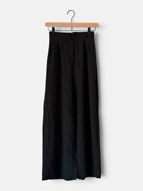 Z SUPPLY Farah Wide Leg Pants | Black Medium | Linen Blend High Rise Comfy